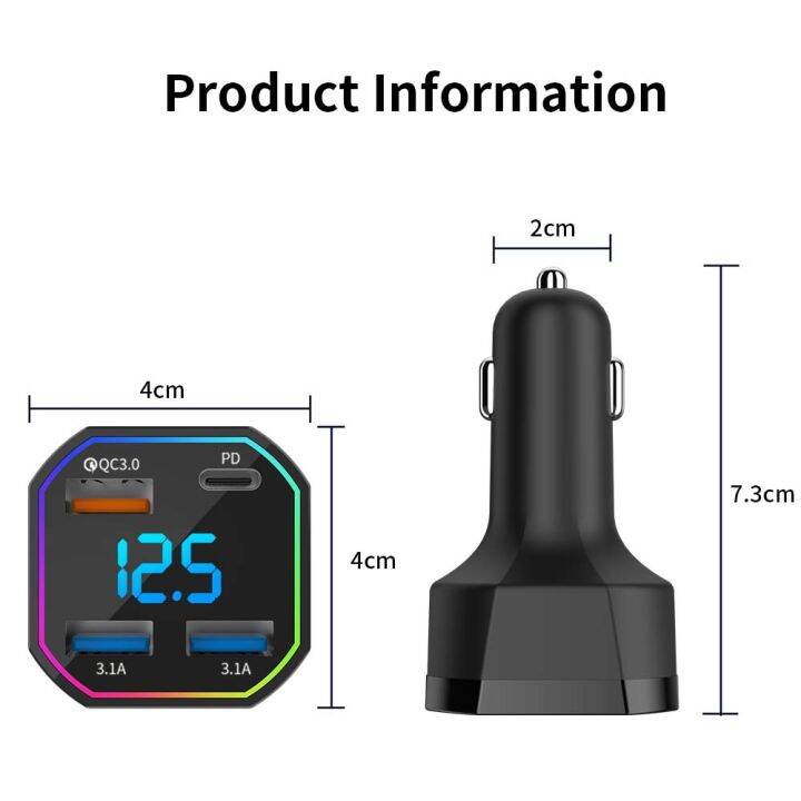 ตัวชาร์จเร็วในที่ชาร์จแบตในรถ-usb-66วัตต์เครื่องชาร์จโทรศัพท์ในรถยนต์4พอร์ต-qc-3-0สำหรับ12-13-14-xiaomi-อะแดปเตอร์ชาร์จ-usb