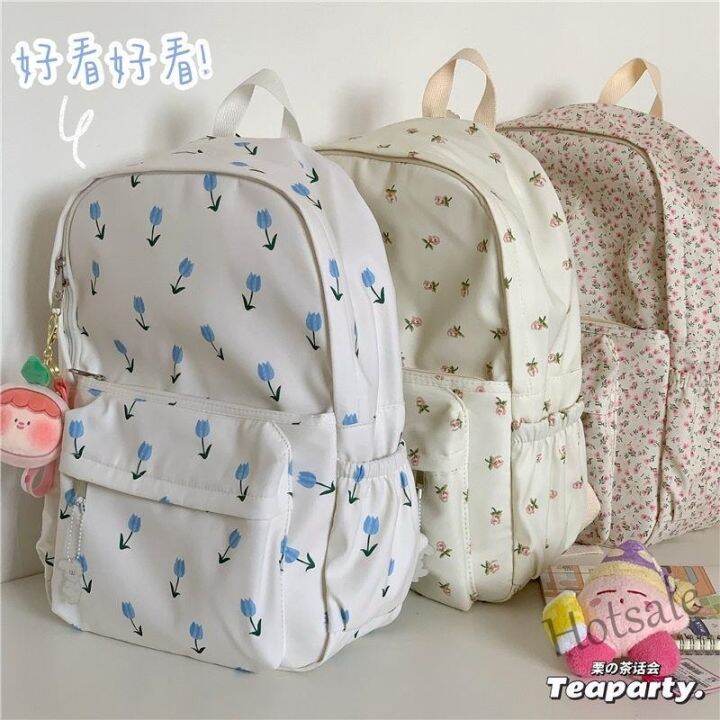 hot-sale-c16-cute-backpack-girls-school-backpack-floral-canvas-school-bag-korean-bm-style-backpack-sports-bag-travel-bag-female-bookbag