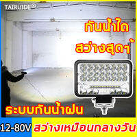 เปิดไฟทั้งถนนในตอนกลางคืน TAIRUDE ไฟสปอร์ตไลท์รถยนต์ กันน้ำและกันกระแทกสว่างเป็นพิเศษ 180 องศามุมกว้างสายตาเอียงโคมไฟส่องสว่างสีขาว 12v-80v สากล ไฟหน้ารถ ไฟออฟโรด ไฟท้าย สว่างมาก 12V เเสงขาว