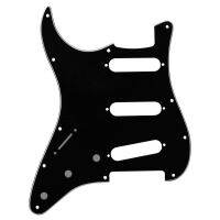 WK-Black 3Ply Left Handed Pickguard SSS Electric Guitar Scratch Plate With Screws For ST Guitar