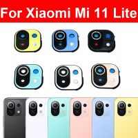 กล้องด้านหลังเลนส์ฝาครอบแก้วสําหรับ Xiaomi Mi 11 Lite 4G 5G เลนส์กล้องหลังใหญ่หลักและกรอบพร้อมชิ้นส่วนอะไหล่สติกเกอร์