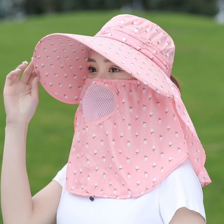 cod-mask-full-face-sunscreen-hat-womens-summer-cool-anti-ultraviolet-tea-picking-sun