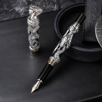 ♤✴ Jinhao Double Dragon / Snake Vintage Luxurious Fountain Pen / Pen Holder Full Metal Carving Embossing Heavy Gift Pen Collection