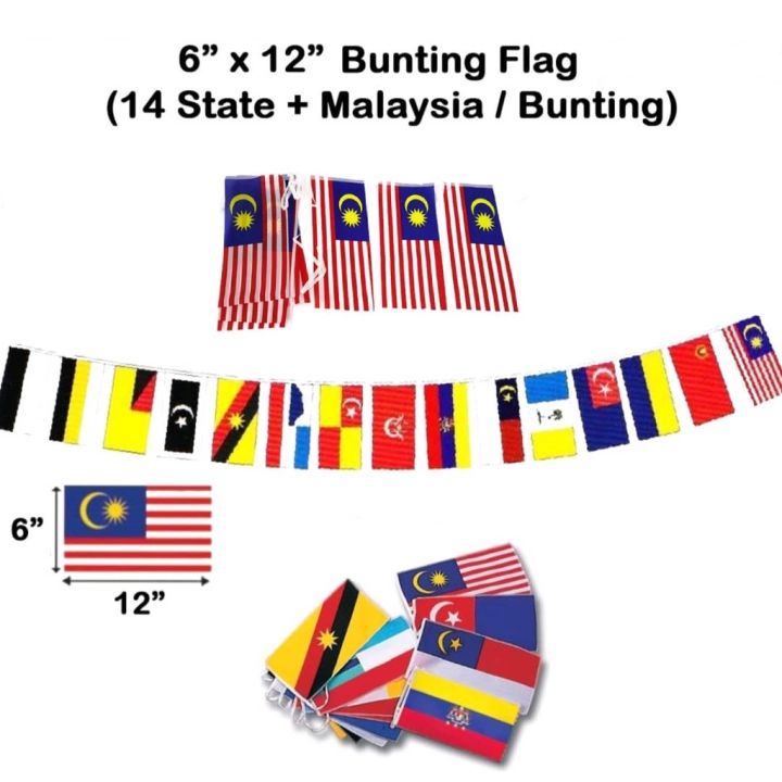 15s Bunting Malaysia State 50m Malaysia Flag Line Bendera Bunting ...