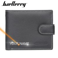 【CC】 Leather Men Wallets Classic Engraving Name Purse Man Card Horder Brand Male Wallet Boy
