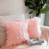 【hot】◄ OurWarm Set of 2 Pink Fur Throw Pillows Fluffy Covers 18 x18 Luxury