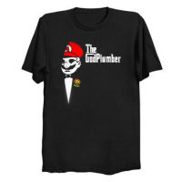 The GodPlumber Super Mario Cosplays Godfather ล้อเลียนสีดำ TShirt S6XL