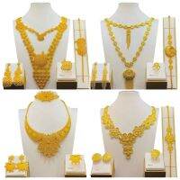 【lz】❡❈  24k Gilded Jewelry Vietnam Índia Dubai Jóias Atacado Noiva Colar Mão Jóias Anel Brinco Set