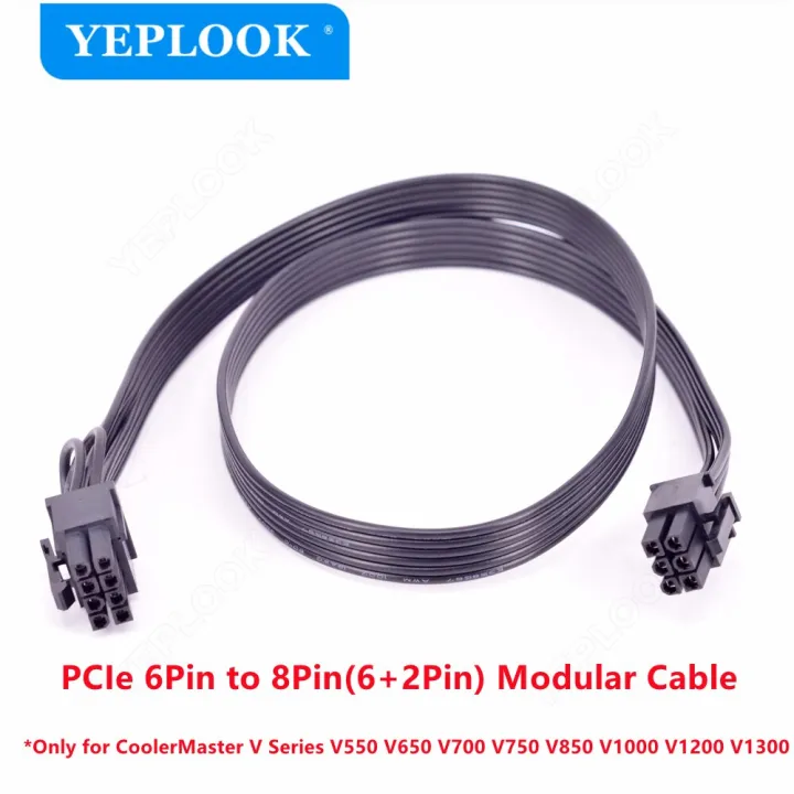 PCIe 6Pin to 8Pin 6+2Pin GPU Power Cable 60CM 18AWG For CoolerMaster V