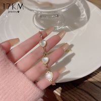 d363218 สร้อยข้อมือทองคํา 17 กม. เรียบง่าย สําหรับผู้หญิง สร้อยข้อมือหัวใจโอปอล เครื่องประดับแฟชั่น