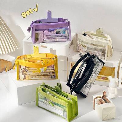 Pencil case Student Large Capacity Pencil Box Simple 6-layer transparent pencil case suitable for students to use