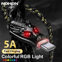 NOHON RGB LED Light USB Type C Cable Micro USB C 5A Fast Charging Cord For Huawei Xiaomi Realme USB Charger Cable Cables  Converters