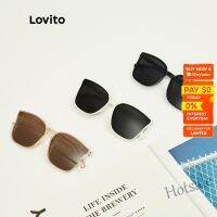 【hot sale】▩ D03 Lovito Casual Plain Classic Oversized Sunglasses With Glasses Box L23LD322 (Black/Coffee/White)