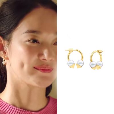 Korean Drama Protagonist Shin Min A Same Round Beads Circle Women 39;s Earrings Classic New Style Popular Exquisite Earrings