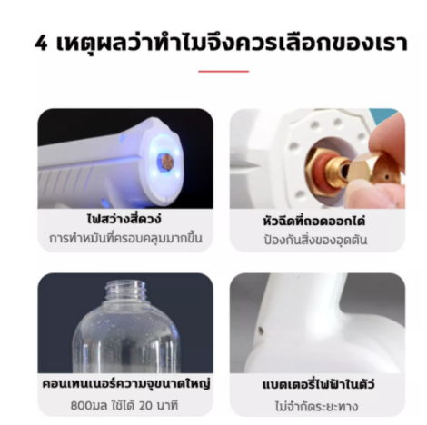 ส่งด่วนจะไทย-ปืนฆ่าเชื้อ-ปืนฉีดแอลกอฮอล์-รุ่นพรีเมี่ยม-800ml-disinfection-gun-ปืนฉีดพ่นนาโนแบบชาร์จไฟมือถือ-blueray