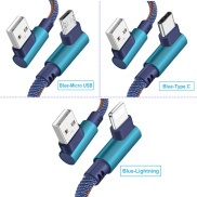 Cáp Sạc Nhanh Truyền Dữ Liệu Micro USB Loại C Lightning 90 Độ Cáp Sạc USB