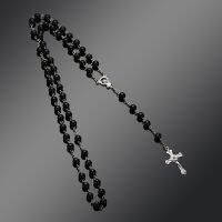 New Fashion Handmade Round Glass Bead Catholic Rosary Quality Bead Cross Necklace Beads Cross Religious Pendants Necklace