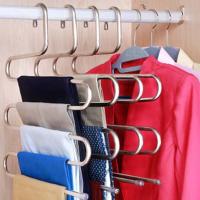 5 layers S Shape MultiFunctional Clothes Hangers Pants Storage Hangers Cloth Rack Multilayer Storage Cloth Hanger 1PC