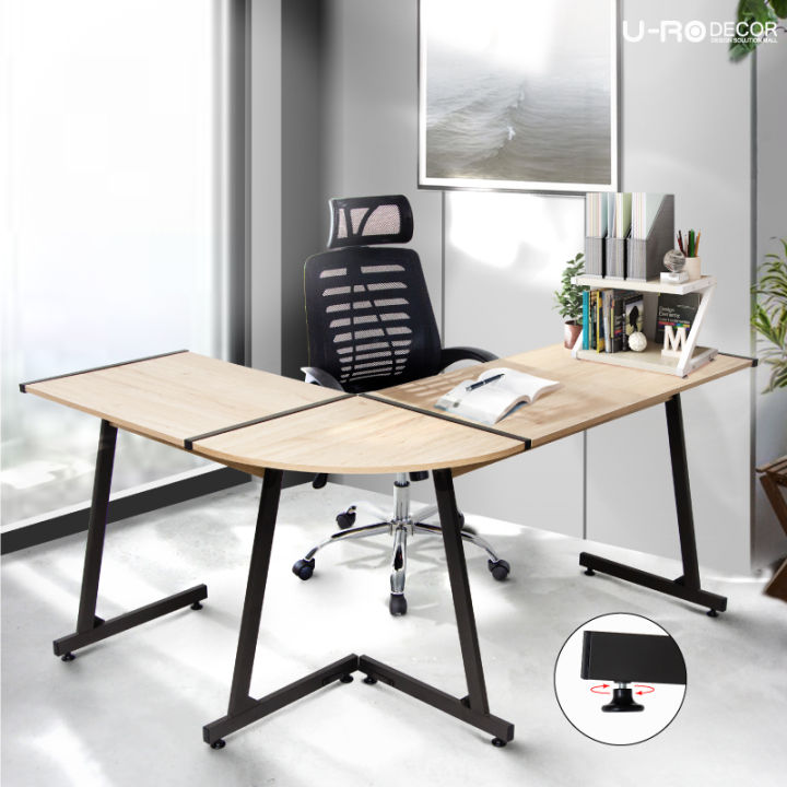 u-ro-decor-รุ่น-plus-พลัส-สีโอ๊ค-ขาสีน้ำตาลเข้ม-โต๊ะรูปตัวแอล-l-โต๊ะทำงานเข้ามุม-โต๊ะคอมพิวเตอร์-โต๊ะมุมฉาก-l-shape-working-desk-computer-table-office-desk-corner-table