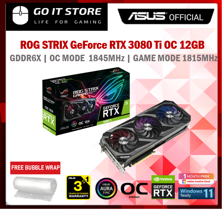 Asus Rog Strix Geforce Rtx 3080 Ti Oc Edition 12gb Gddr6x Graphic Card Rog Strix Rtx3080ti O12g 9169