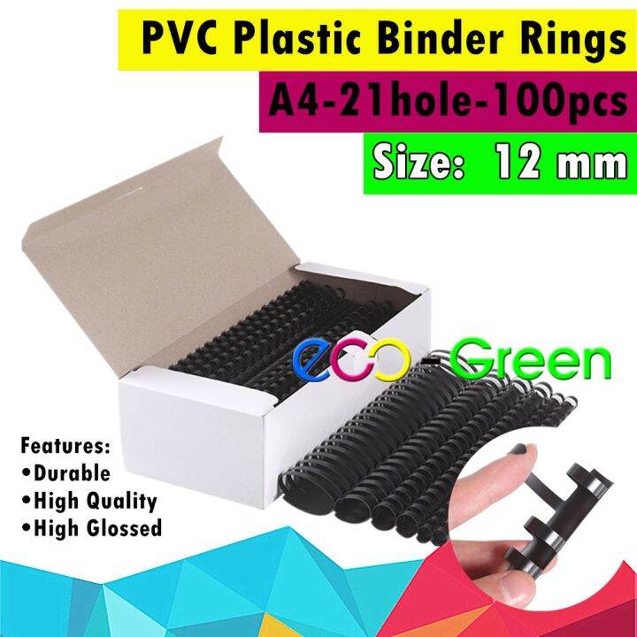 12mm A4 size 21 Hole Plastic Ring Binder for Book Binding 100pcs