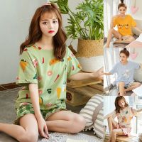 COD tjjs079 Womens pajamas cotton comfortable home service cartoon cute short sleeve shorts suit