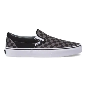 Grey and white cheap checkerboard slip on vans