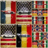 Le Mans Race Track Vintage Poster Vintage Metal Plates Car Retro Tin Sign Decoration For Garage Man Cave Club Bar Wall Decor