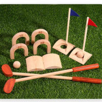 Wood toy : GOLF SET ของเล่นเสริมพัฒนาการ ชุดของเล่นตีกอล์ฟ (งานไม้ งานพรีเมี่ยม) มาพร้อมถุงผ้าเก็บ(TOY627)