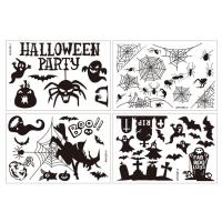 Halloween Spider Wall Stickers Black Bat Sign Decals For Wall Window Halloween Decorations Party Supplies For Living Room Bedroom Haunted House active