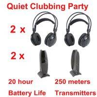 【DT】hot！ Silent Disco Ultra Low Bass Headphones - Quiet Clubbing Bundle (2 Headsets   2 Transmitters)