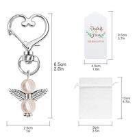 “：{+ 40 Sets Pearl Angel With Heart-Shape Keychain Wedding Favor Set,Include Angel Pearl Keychains,Organza Gift Bags A