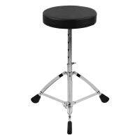 [ammoon]Drum Throne Round Padded Drum Seat Stool Double-braced Stainless Steel Legs Anti-slip 5 Levels Adajustable Height for Adult Drummers