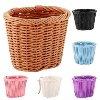 Kids Bike Basket Woven Wicker Cruiser Bicycle Basket with Adjustable Leather Straps Bicycle Storage Baskets for Kids and Adult ideal