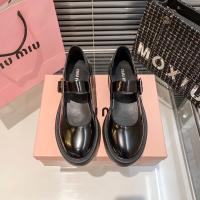 miumiuˉNew Style Black Small Leather Shoes Hot Arrival British Series Very Beautiful Versatile One