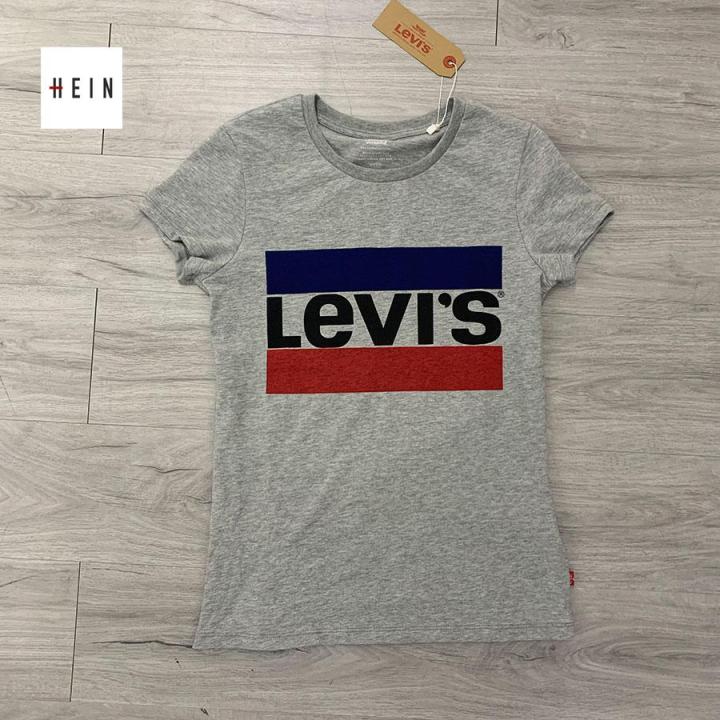 Auth] Levis T-shirt Grey Classic logo - Women 
