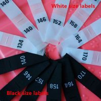 100PCS White/Black polyester woven cloth number size label baby clothes 134 140 146 152 158 164 170 Stickers Labels