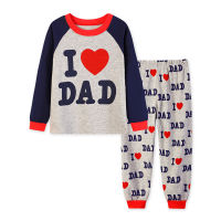 I LOVE DAD Girls Kids Boys Pajamas Set New Cotton Children S Home Clothing Set Baby Air Conditioning Clothing European And American Cartoon Printing Long Sleeve Autumn