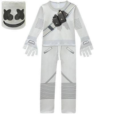 DJ Marshmello Boys Girls Zipper jumpsuits Headgear New Electronic Music Festival One-Piece Suit 842 Kids Clothing Carnival Party Cosplay Clothes Performance Costume