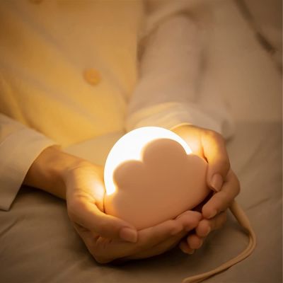 LED Cloud Night Light 4 Modes Kids Soft Silicone 1200mAh Rechargeable Baby Nightlight Portable Bedroom Bedside Table Night Lamp