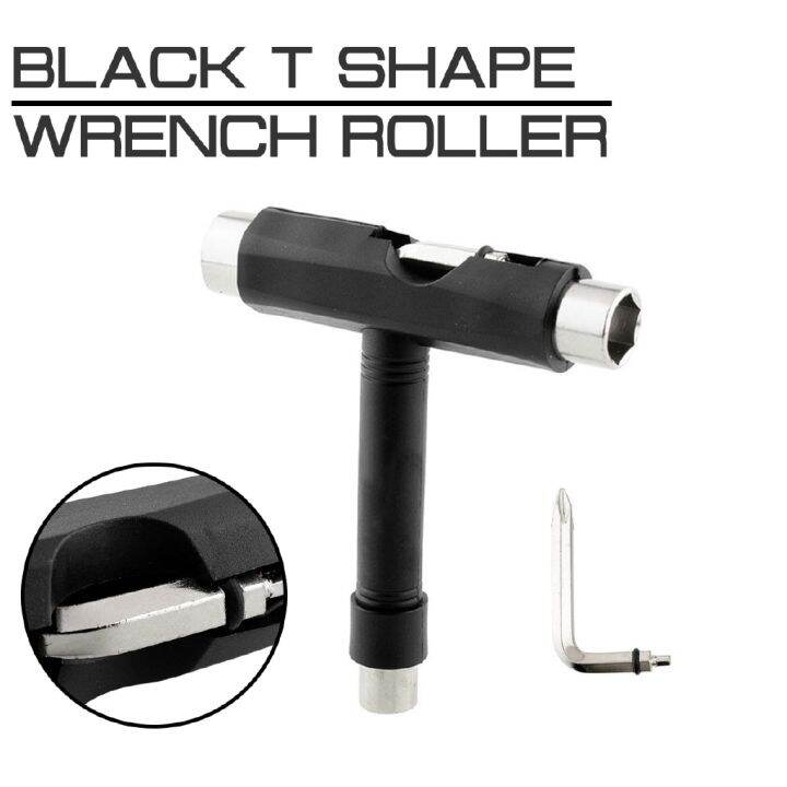 Black T Shape Wrench Skateboard Longboard Board Roller Skate Tool
