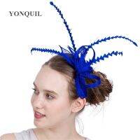 Women Birthday Royal Blue Fascinator Hats Wedding Headwear Decoration Top Qualilty Sinamay On Hair Combs Hair Accessories SYF182