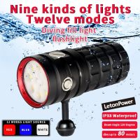 LetonPower Diving Flashlight 25000Lumens underwater flashlight 100m scuba dive light Type-C Charging underwater video light Rechargeable  Flashlights