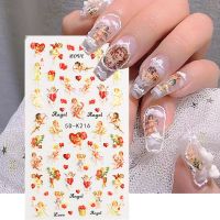 5D Angel Baby Baroque Nail Stickers Embossed Retro Cupid Heart Nails Art Stereoscopic Love Oil Painting Decal Decoration 5D-K126 Drawing Painting Supp