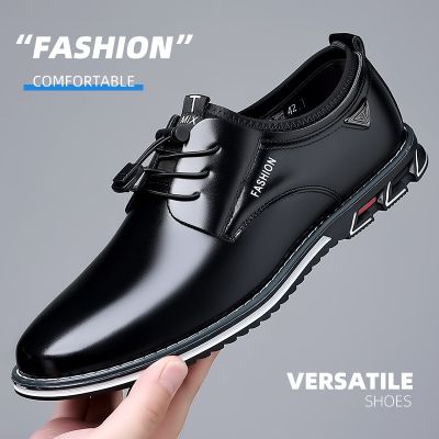 New Business Casual Shoes for Men Lace Up Formal Shoes for Male Black Leather Oxfords Plus Size Wedding Party Office Dress Shoes