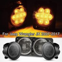 ☜۩✻ 2/4pcs LED Wheel Eyebrow Turn Signal Light/Front Grille Indicator Light Kit for Jeep Wrangler JK 2007 2017