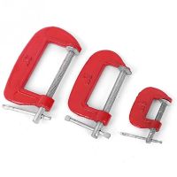 Adjust Heavy Duty G Clamp 1/3inch C/W Soft Jaw Pads 25mm -100mm G Clamp Iron Red For Woodwork Metal Clamping