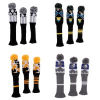 3Pcs Knitted Vintage  Headcover Head Cover Golf Club  Woods