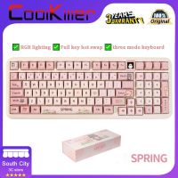 Coolkiller ฤดูใบไม้ผลิไฟ RGB Backlit คีย์บอร์ดแบบกลไกบลูทูธไร้สายสามโหมด CK68/75/98คีย์