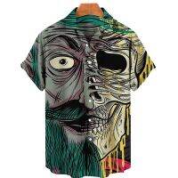 Summer Skull 3D Hawaiian Shirt for Man Oversized Casual Mens Shirts Streetwear Beach Male Tops Short Sleeve Blouse Trendy Tees